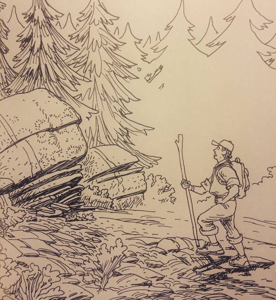 944x1024 Spencer Hallam On Twitter Lost Trekker - Wilderness Sketch