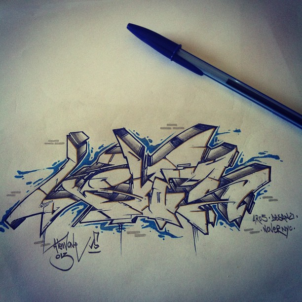 612x612 Blumoves By Atewone - Wildstyle Graffiti Sketch