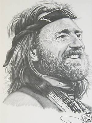 300x400 Willie Nelson, In Charcoal - Willie Nelson Sketch