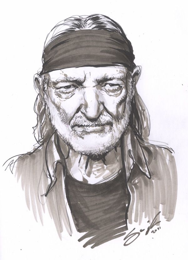 600x831 Willie Nelson Faces - Willie Nelson Sketch