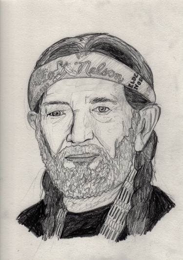 375x531 Willie Nelson Drawing By Sara Tucker Saatchi Art - Willie Nelson Sketch