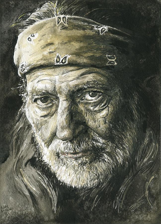 648x900 Willie Nelson Painting By Nate Michaels - Willie Nelson Sketch