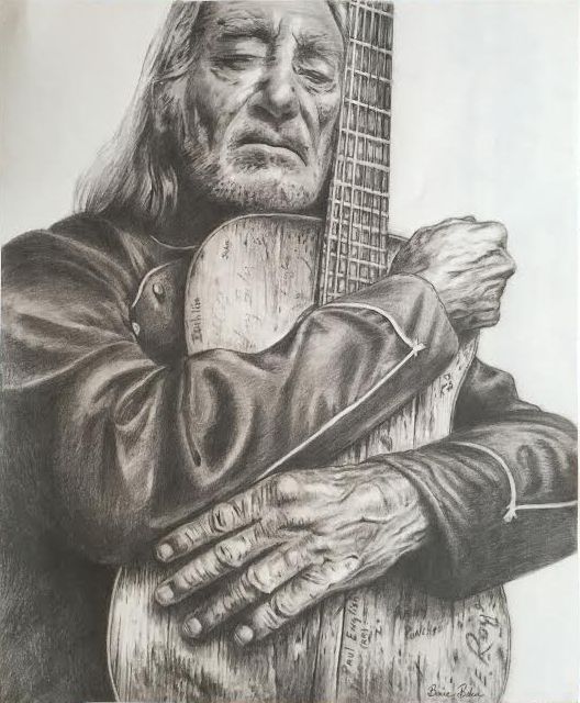 528x640 Bonie Bolen Artwork Willie Nelson And Trigger , Large Print - Willie Nelson Sketch