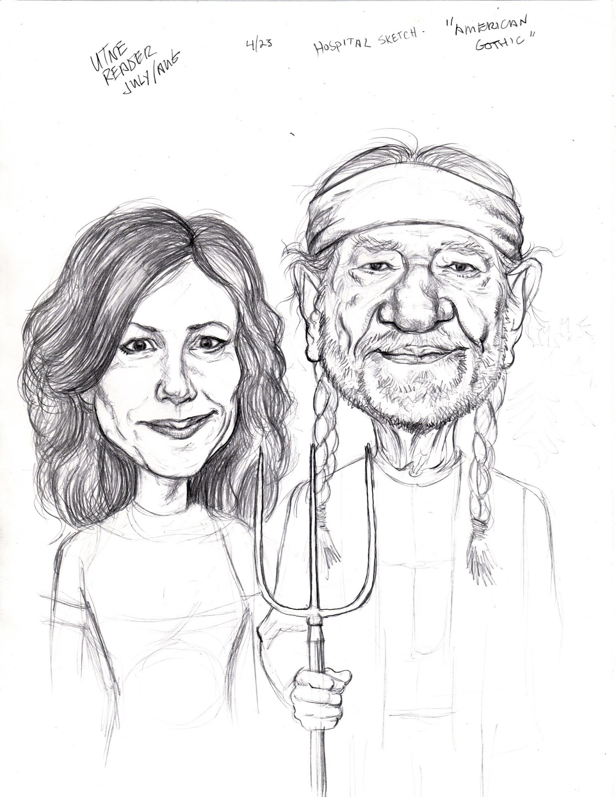 1237x1600 Kevin Mcveigh Illustration Willie Nelson And The Newborn - Willie Nelson Sketch