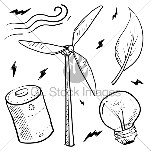 500x500 Renewable Wind Power Objects Sketch Gl Stock Images - Wind Energy Sketch