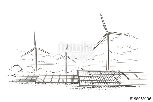 500x334 Alternative Sources Of Energy (Wind, Solar) Hand Drawn Sketch (2 - Wind Energy Sketch