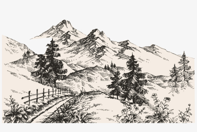 650x436 Sketch The Mountains, Beautiful Landscape, Mountain Road Winding - Winding Road Sketch