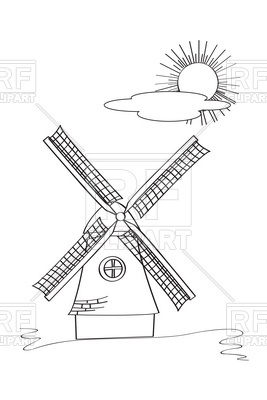 267x400 Old Windmill Sketch Vector Image Vector Artwork Of Architecture - Windmill Sketch