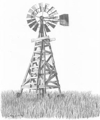 335x400 Windmill Pencil Sketch - Windmill Sketch