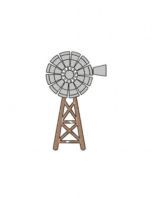 489x640 Windmill Sketch Embroidery Design - Windmill Sketch