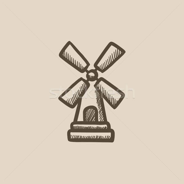600x600 Windmill Sketch Icon. Vector Illustration Andrei Krauchuk - Windmill Sketch