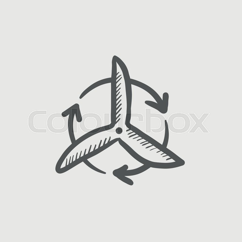 800x800 Windmill With Arrow Sketch Icon For Web And Mobile. Hand Drawn - Windmill Sketch
