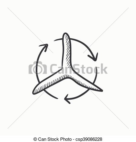 450x470 Windmill With Arrows Sketch Icon. Windmill With Arrows Vector - Windmill Sketch