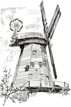 248x371 How A Smock Mill Works - Windmill Sketch