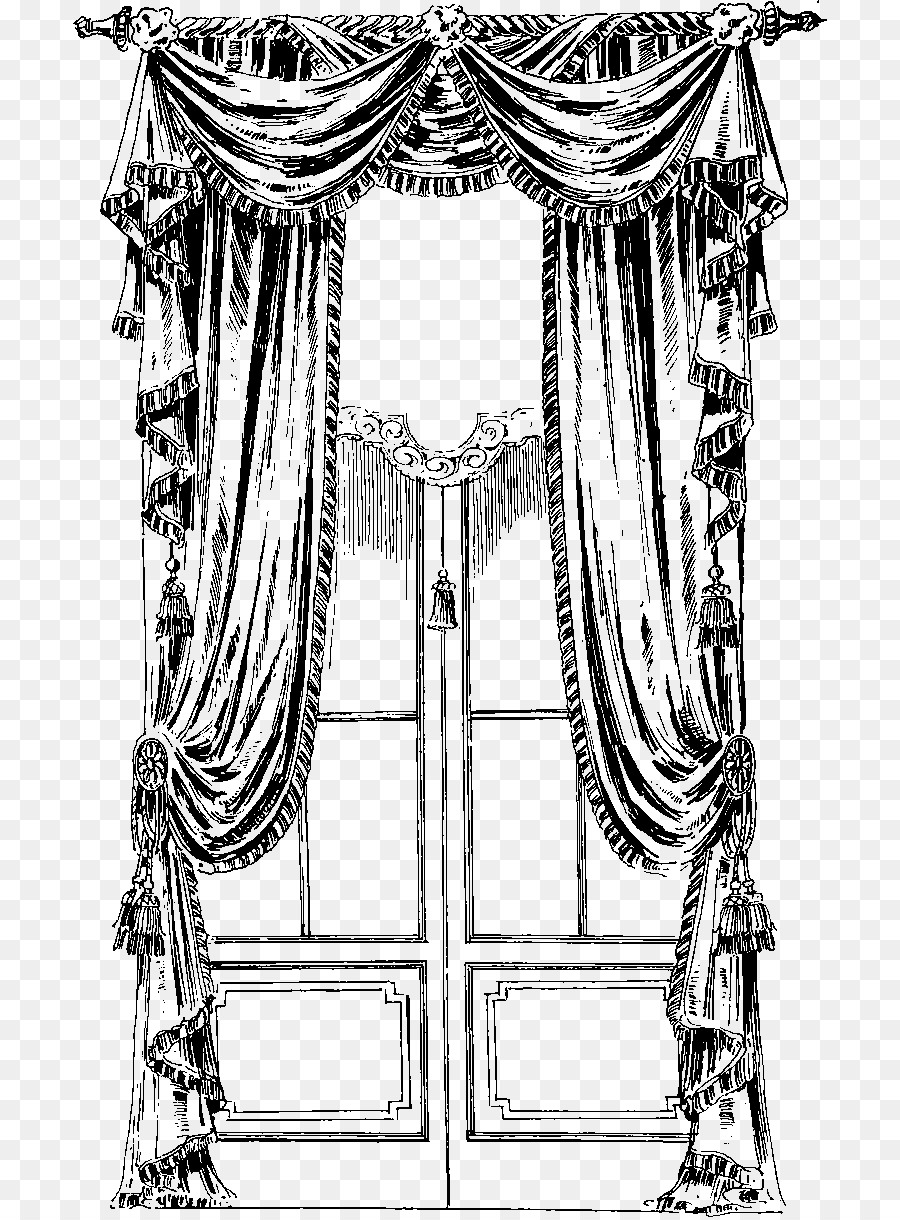 900x1220 Front Curtain Furniture Sketch - Window Frame Sketch