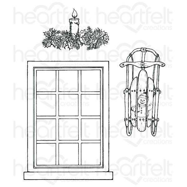 600x600 Window Frame Cling Stamp Set - Window Frame Sketch