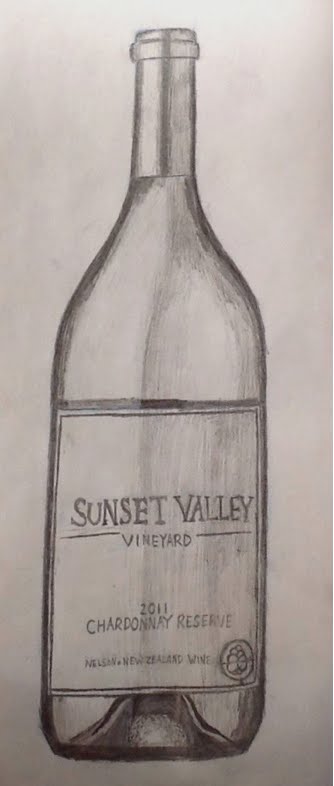 334x786 How To Draw A Wine Bottle - Wine Bottle And Glass Sketch