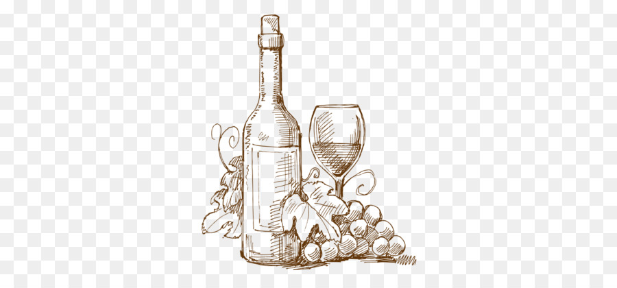 900x420 Glass Bottle - Wine Bottle And Glass Sketch