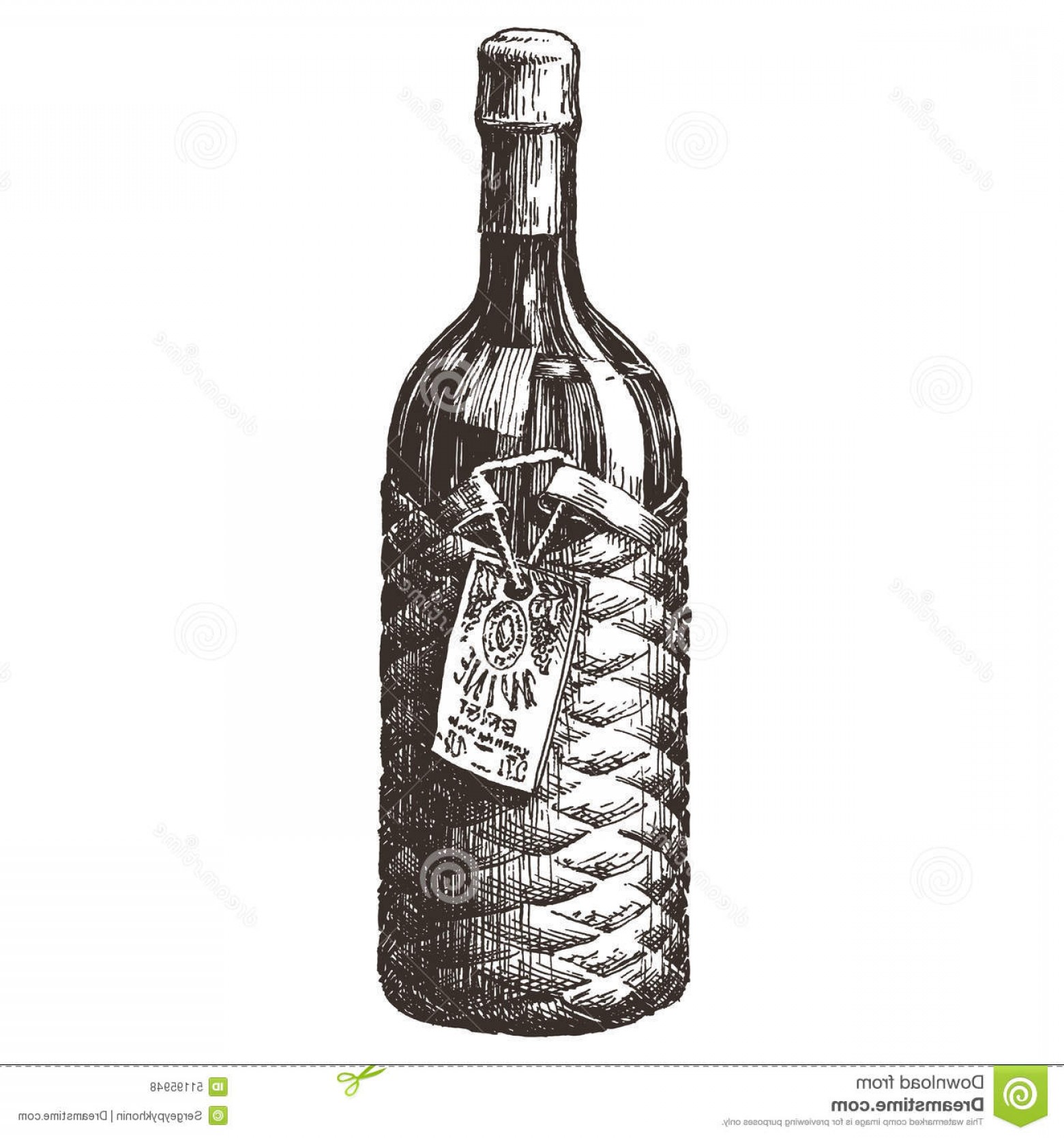 1560x1668 Stock Illustration Retro Wine Bottle Vector Logo Design Template - Wine Bottle Sketch