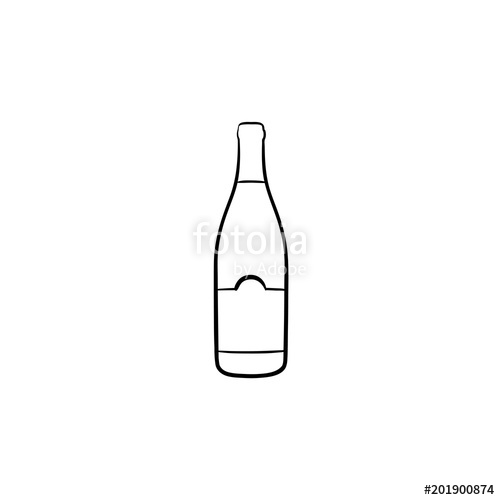 500x500 Wine Bottle Hand Drawn Outline Doodle Icon. Vector Sketch - Wine Bottle Sketch