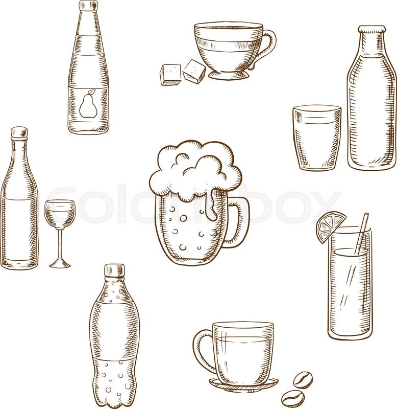 778x800 Drinks, Alcohol And Beverages Sketch Icons Of A Wine Bottle And - Wine Bottle Sketch