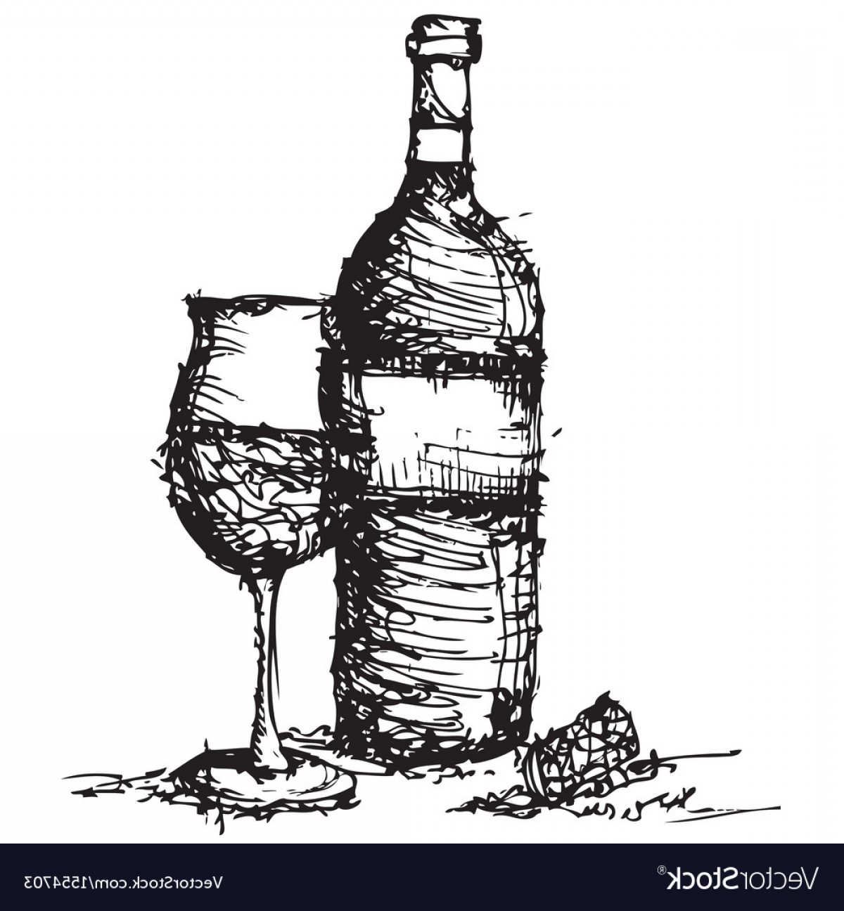 1200x1296 Sketch Drawing Of Wine Bottle And Glass Vector Orangiausa - Wine Sketch