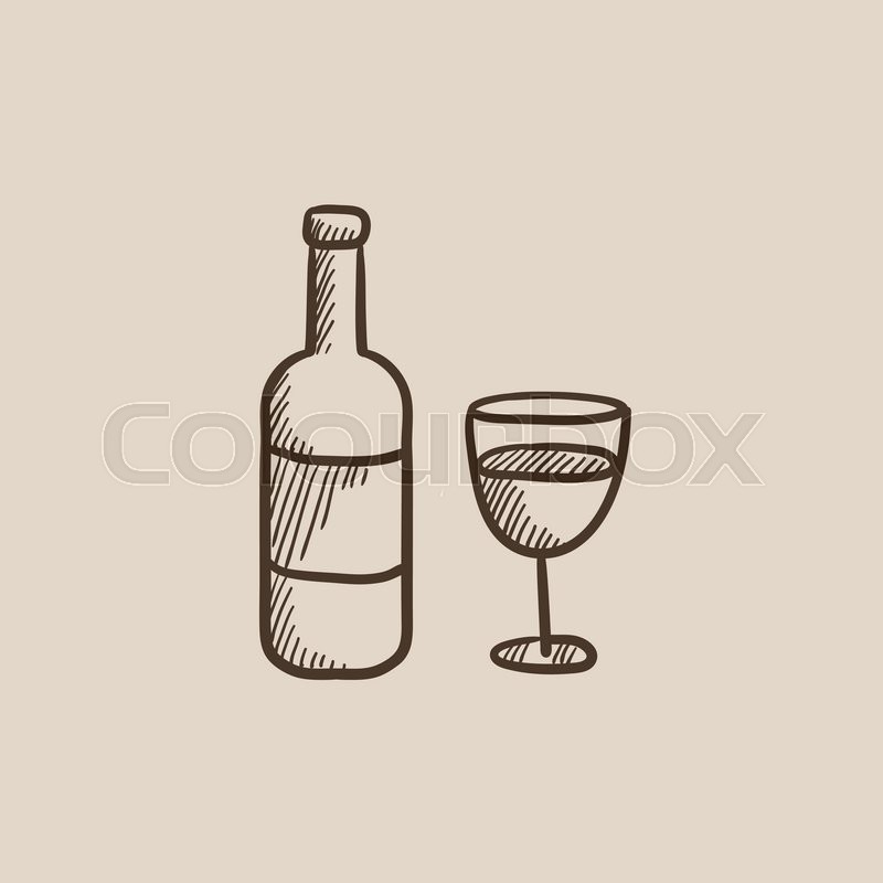 800x800 Bottle Of Wine Sketch Icon For Web, Mobile And Infographics. Hand - Wine Sketch