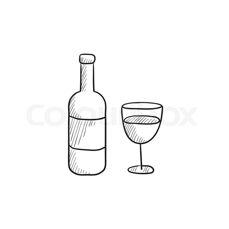800x800 Bottle Of Wine Vector Sketch Icon Isolated On Background. Hand - Wine Sketch