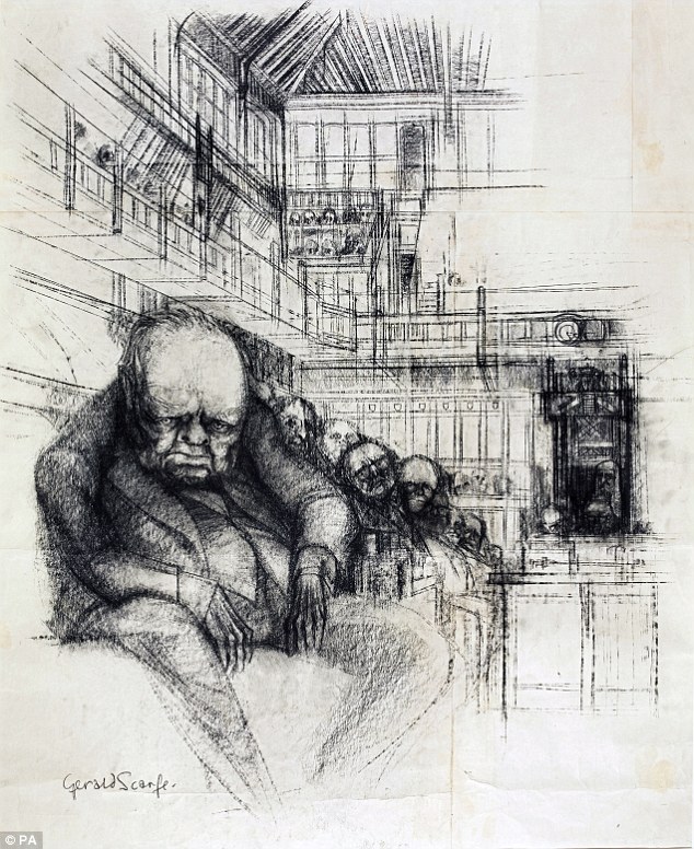 634x776 Last Sketch Of Churchill In Parliament Goes On Sale Daily Mail - Winston Churchill Sketch
