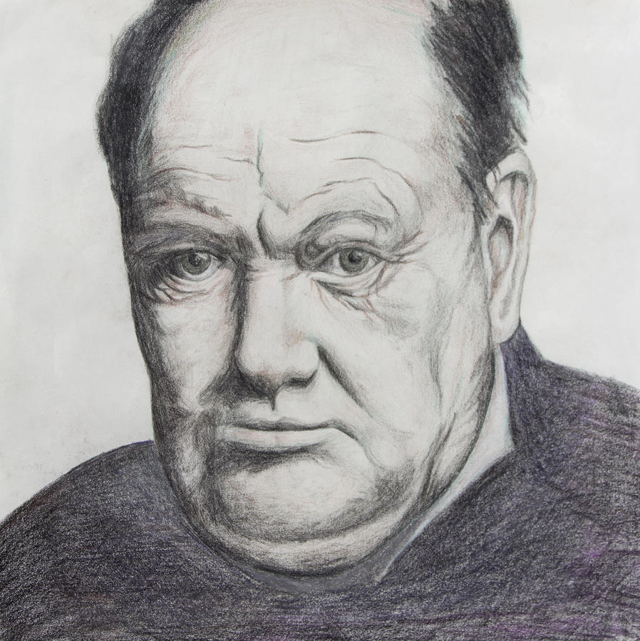 898x900 Sir Winston Churchill Drawing By Daniel Young - Winston Churchill Sketch