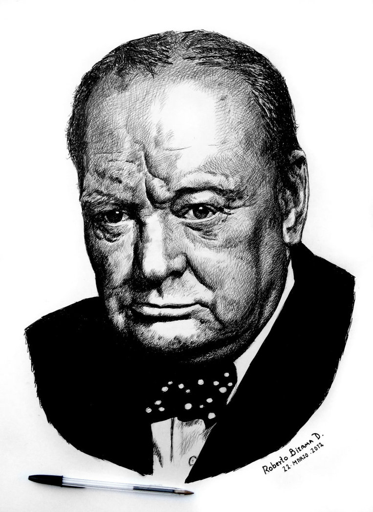 763x1047 Winston Churchill By Robertobizama - Winston Churchill Sketch
