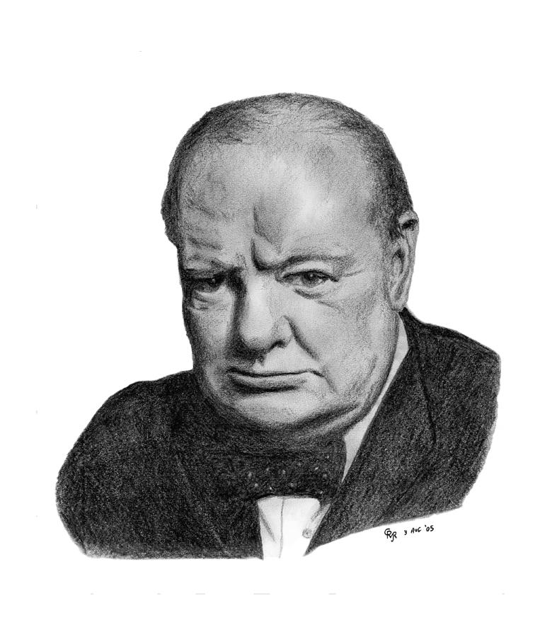 787x900 Winston Churchill Drawing By Charles Vogan - Winston Churchill Sketch