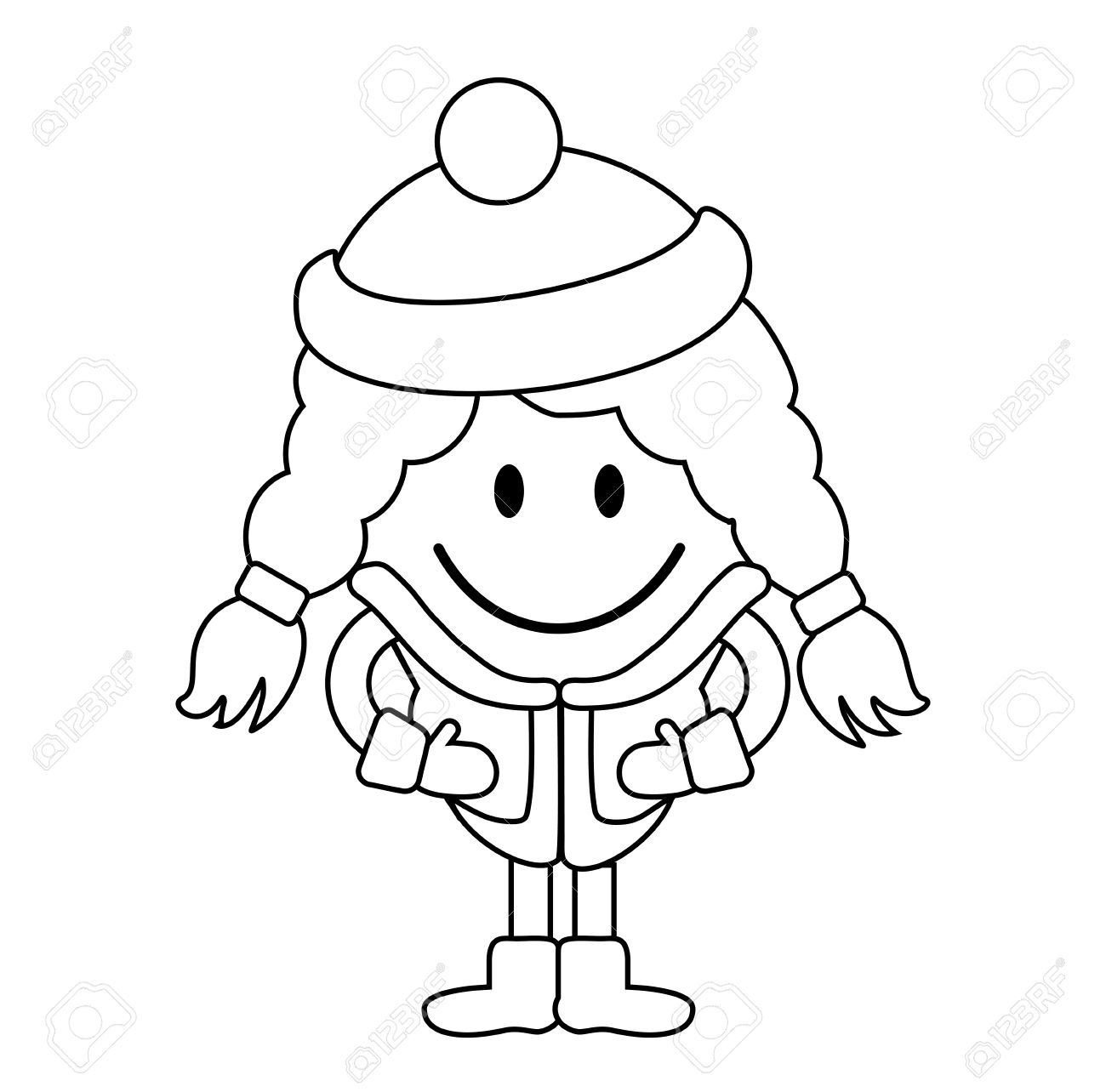 1300x1284 Simple Drawing Of Little Girl Cute Little Girl In Winter Clothes - Winter Clothes Sketch