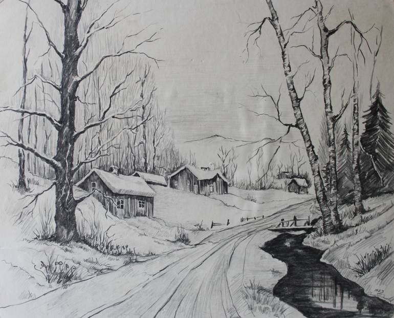 Winter Landscape Sketch at Explore collection of