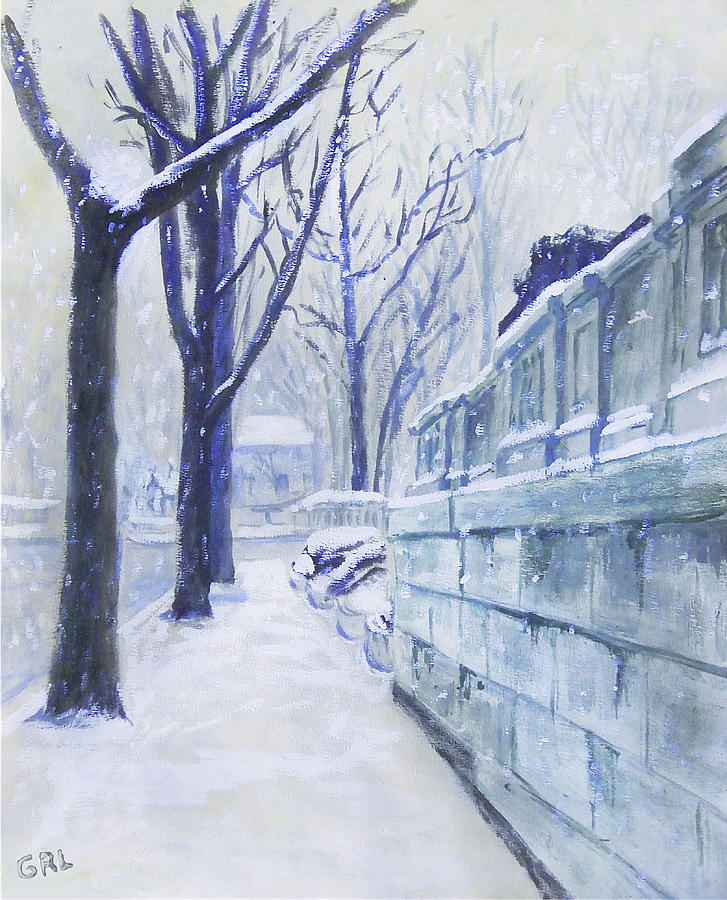 727x900 Winter Landscape Washington Dc Original Painting Sketch Painting - Winter Landscape Sketch
