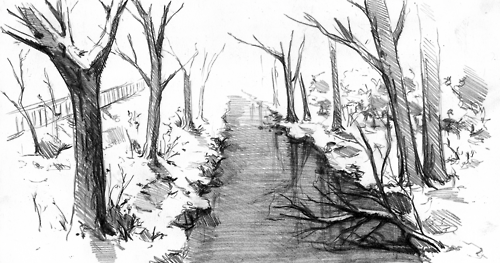 500x263 Winter - Winter Landscape Sketch