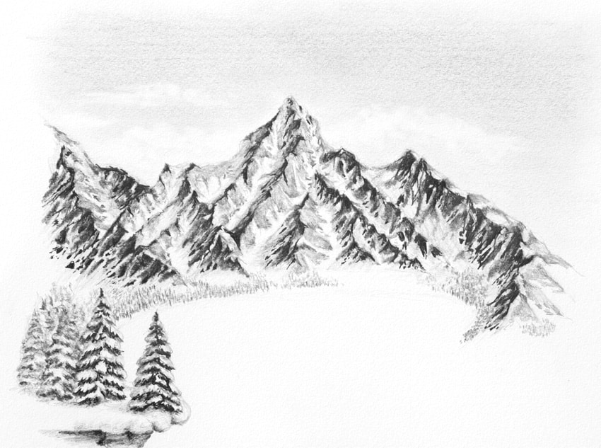 850x633 How To Draw A Winter Landscape From Scratch - Winter Landscape Sketch