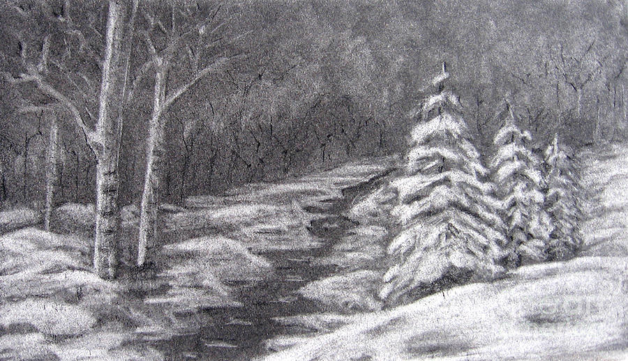 900x518 Winter Scene Drawing By Patricia Januszkiewicz - Winter Scene Sketch