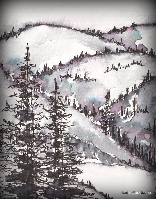 502x640 Elegant Writer Pen..quick Snow Scene Sketch Art..board One 0f 2 - Winter Scene Sketch