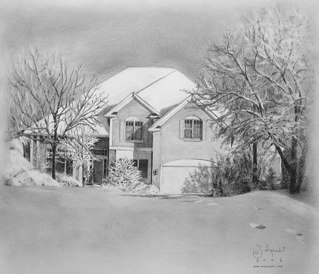 640x550 Collection Of Winter Season Pencil Drawing High Quality - Winter Season Sketch