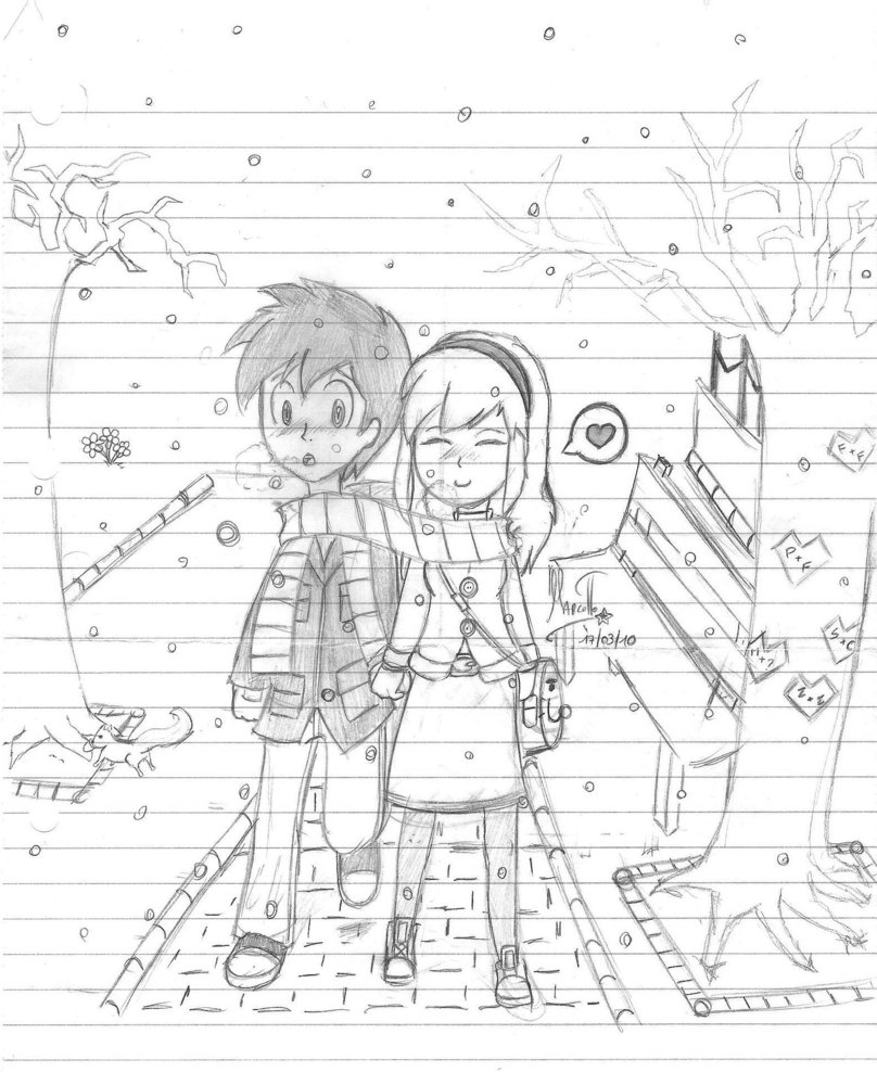 808x988 Winter Season Of Luv By Marcotto - Winter Season Sketch