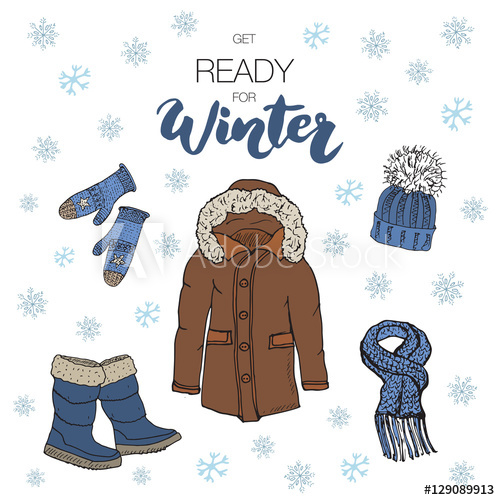 500x500 Winter Season Set Doodle Elements. Hand Drawn Sketch Colection - Winter Season Sketch