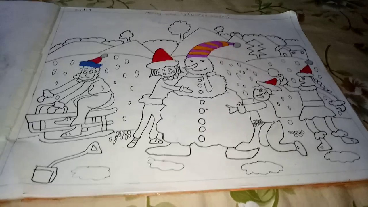 1280x720 Drawing For Winter Season - Winter Season Sketch