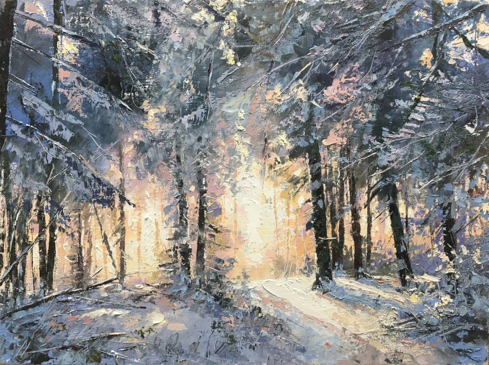 1000x747 Painting (Picture) Winter Sketch. Author Victor Yushkevich - Winter Sketch