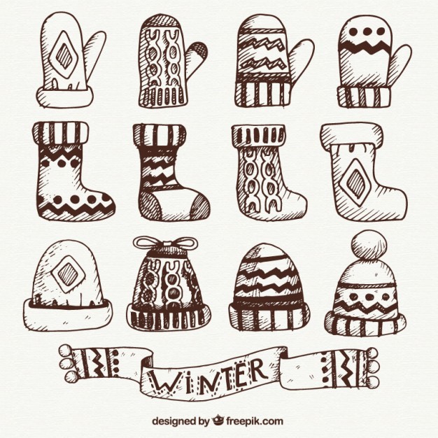 626x626 Sketch Winter Clothes Collection Vector Free Download - Winter Sketch