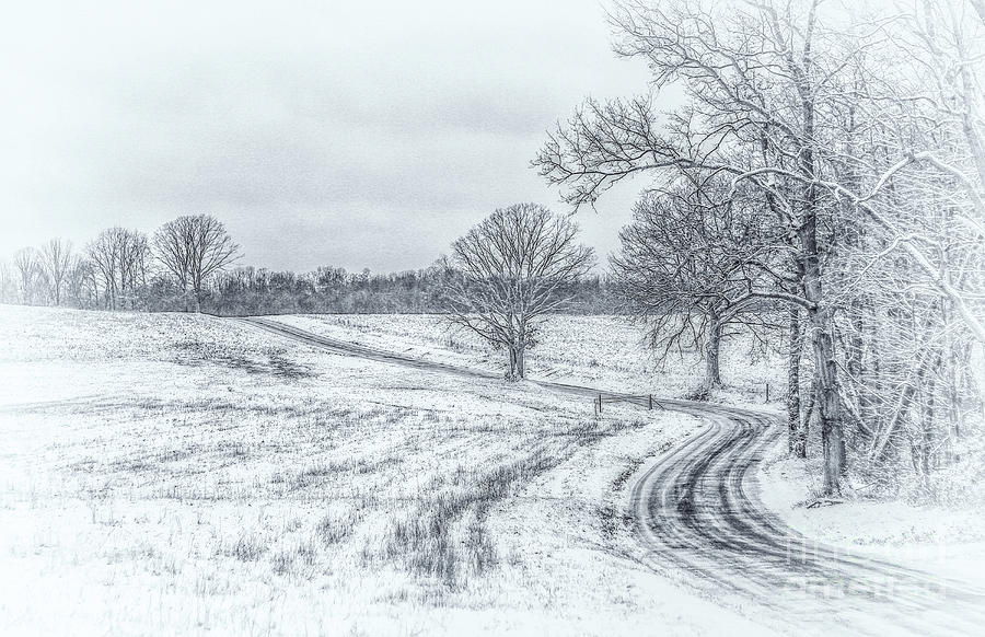 900x582 Cold Winter Morning Sketch Digital Art By Randy Steele - Winter Sketch
