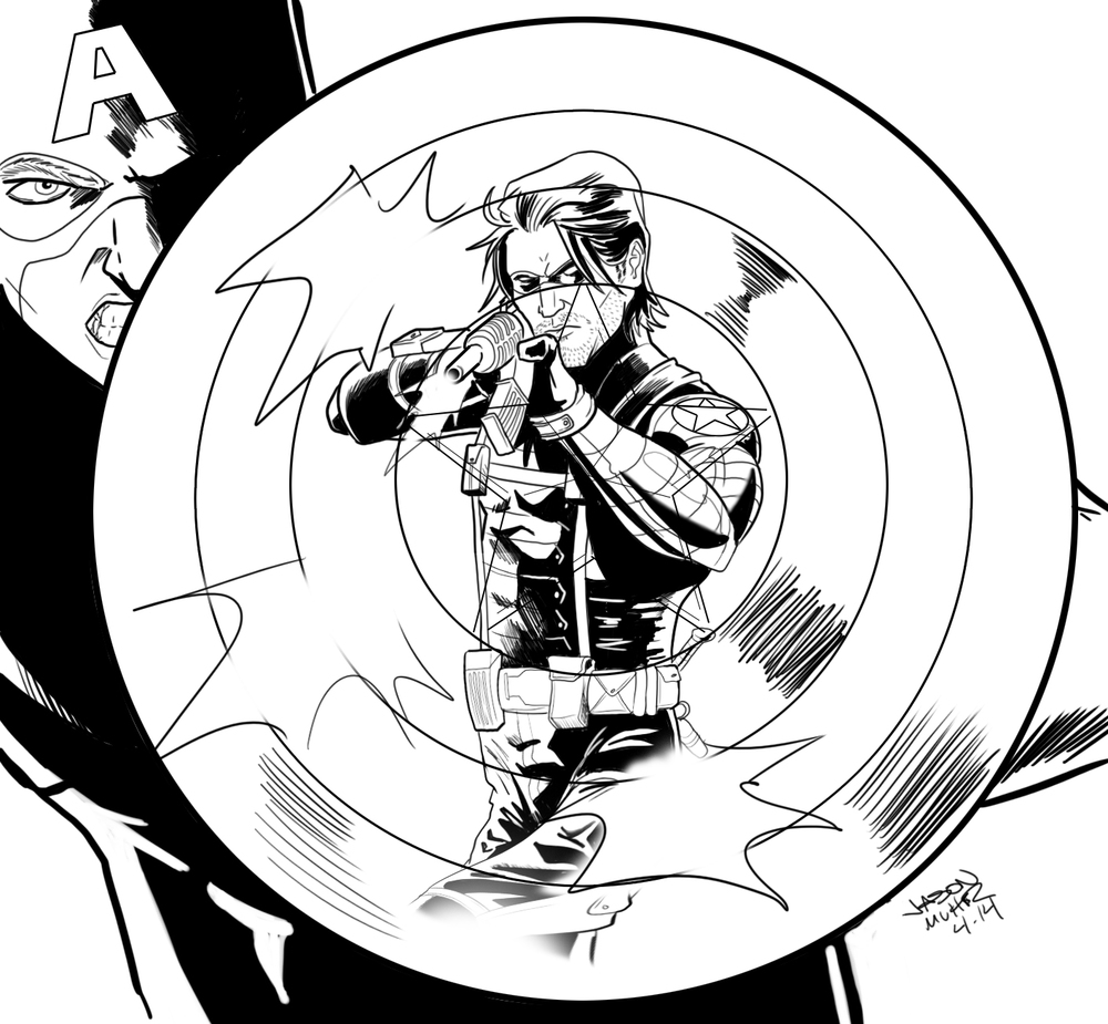 1000x925 Daily Sketch Captain America Vs The Winter Soldier Jason Muhr - Winter Soldier Sketch