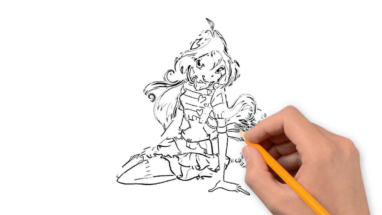 1280x720 Winx Bloom Winx Club Pencil To Draw Step By Step - Winx Sketch