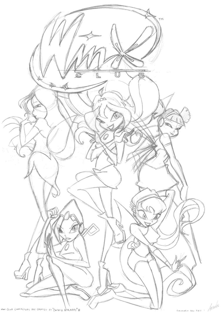 752x1063 Winx Club (Sketch) By Famousmari5 - Winx Sketch