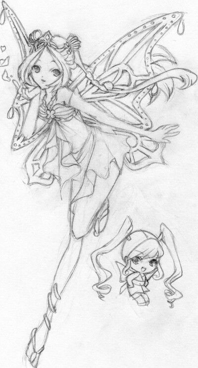 400x742 Flora Sketch Drawing The Winx Club Manga Animemanga - Winx Sketch